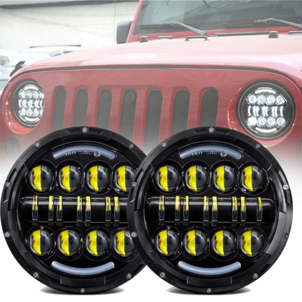 7-palčni LED-žarometi 80W za Jeep Wrangler JK z dnevnim žarometom