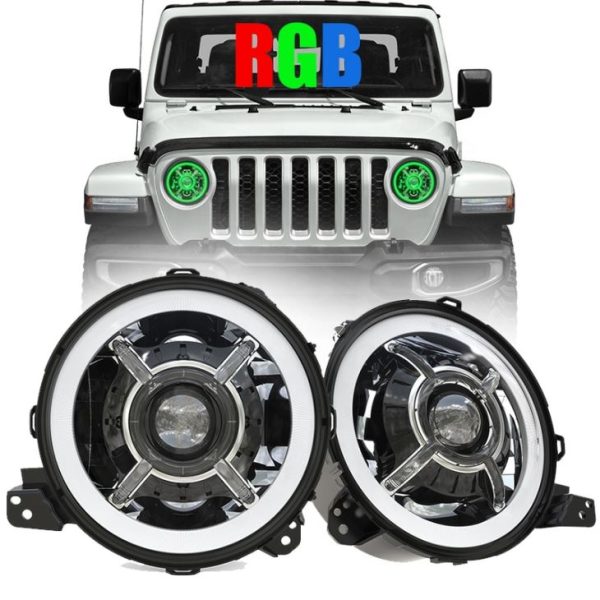 Nove barve za spreminjanje 9-palčnih led luči za jeep Wrangler JL 2018+ RGB JL LED žarometi