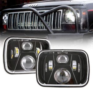 5x7-palčni LED pravokotni žaromet 60W z žarometom Hi / Lo za Jeep YJ XJ MJ in za terensko vožnjo