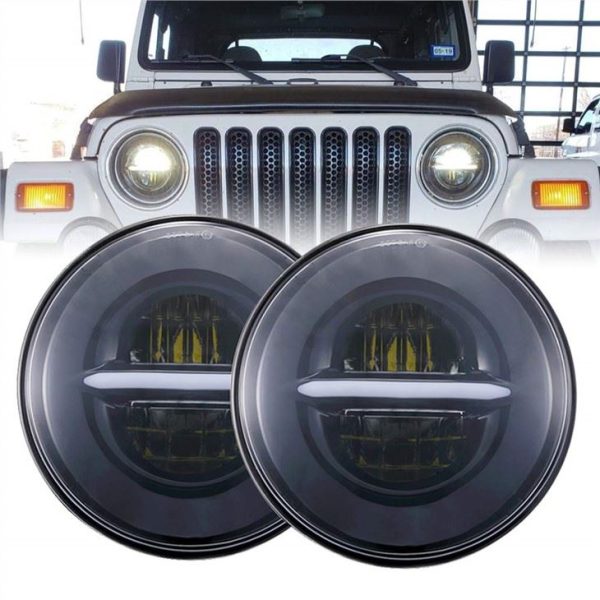 Morsun okrogla LED žarometa s halo angelske oči DRL žarometi za Jeep Wrangler JK