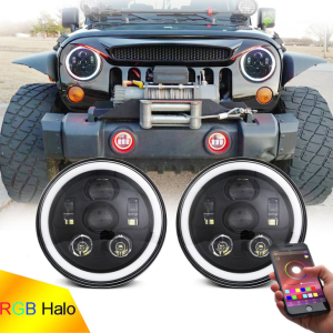 RGB Halo LED žaromet 7-palčni za jeep Wrangler JK JL večfunkcijski žaromet RGB