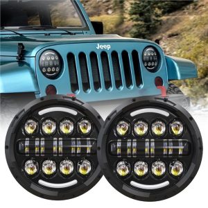 Zatesnjena žarometa žarometov žarometov 7inch Za 07-17 Jeep Wrangler Hi-Lo Žarovod H4 12V 24V Žarometi s halo